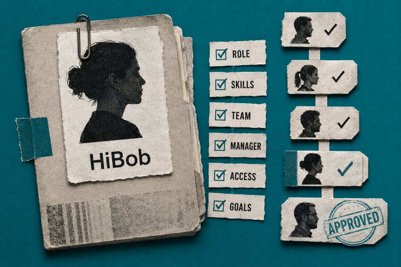 HiBobの役割、スキル、組織構造、権限を基にAIが担当者と承認経路を判断する業務