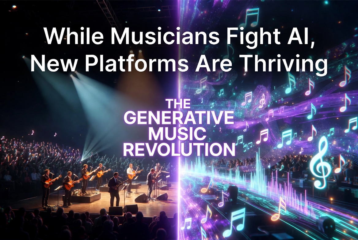 The Generative Music Wars Heat Up: While Musicians Fight AI, New Platforms Are Thriving