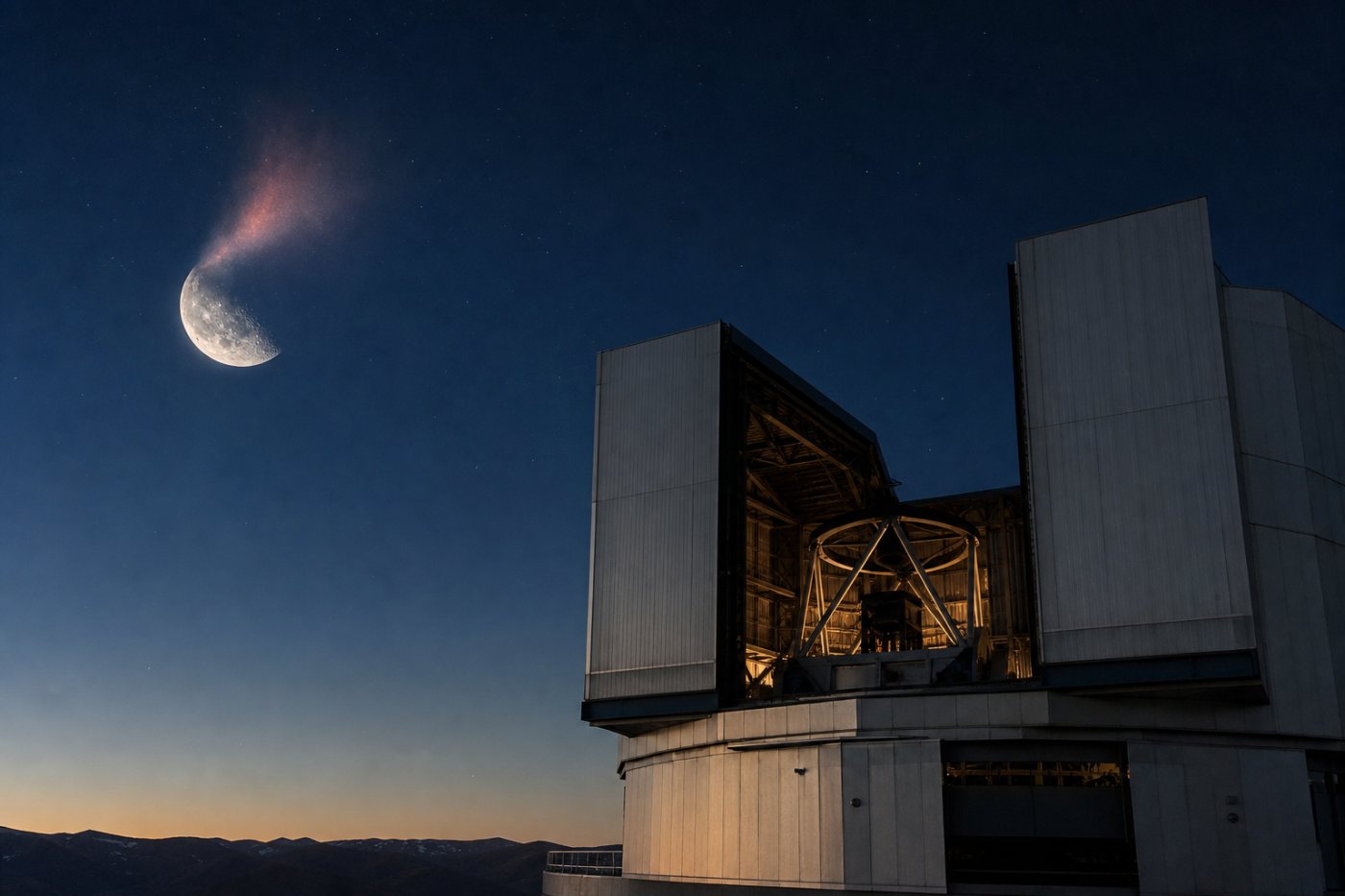 El Very Large Telescope observa el penacho de sodio y litio producido por el impacto del Falcon 9 en la Luna.