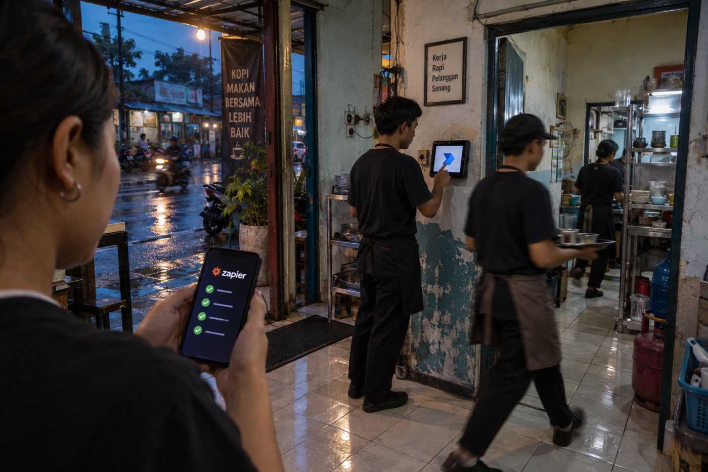 Proses bersama Power Automate dibandingkan dengan pemakaian tugas Zapier saat kebutuhan tim bertambah.