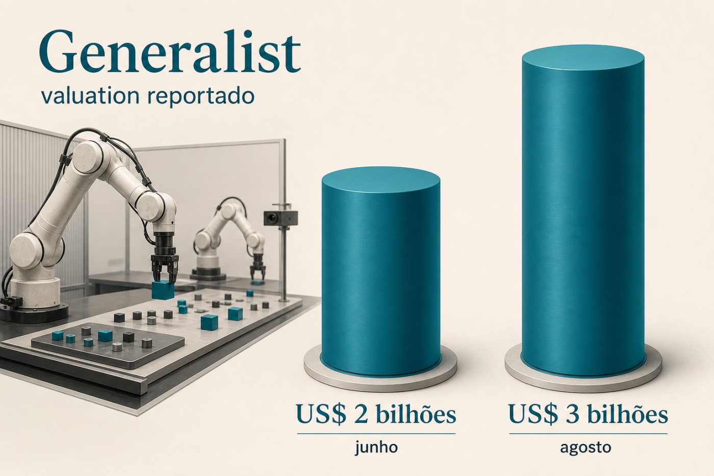 Operação de desenvolvimento da Generalist diante do salto reportado de US$ 2 bilhões para US$ 3 bilhões em valuation.