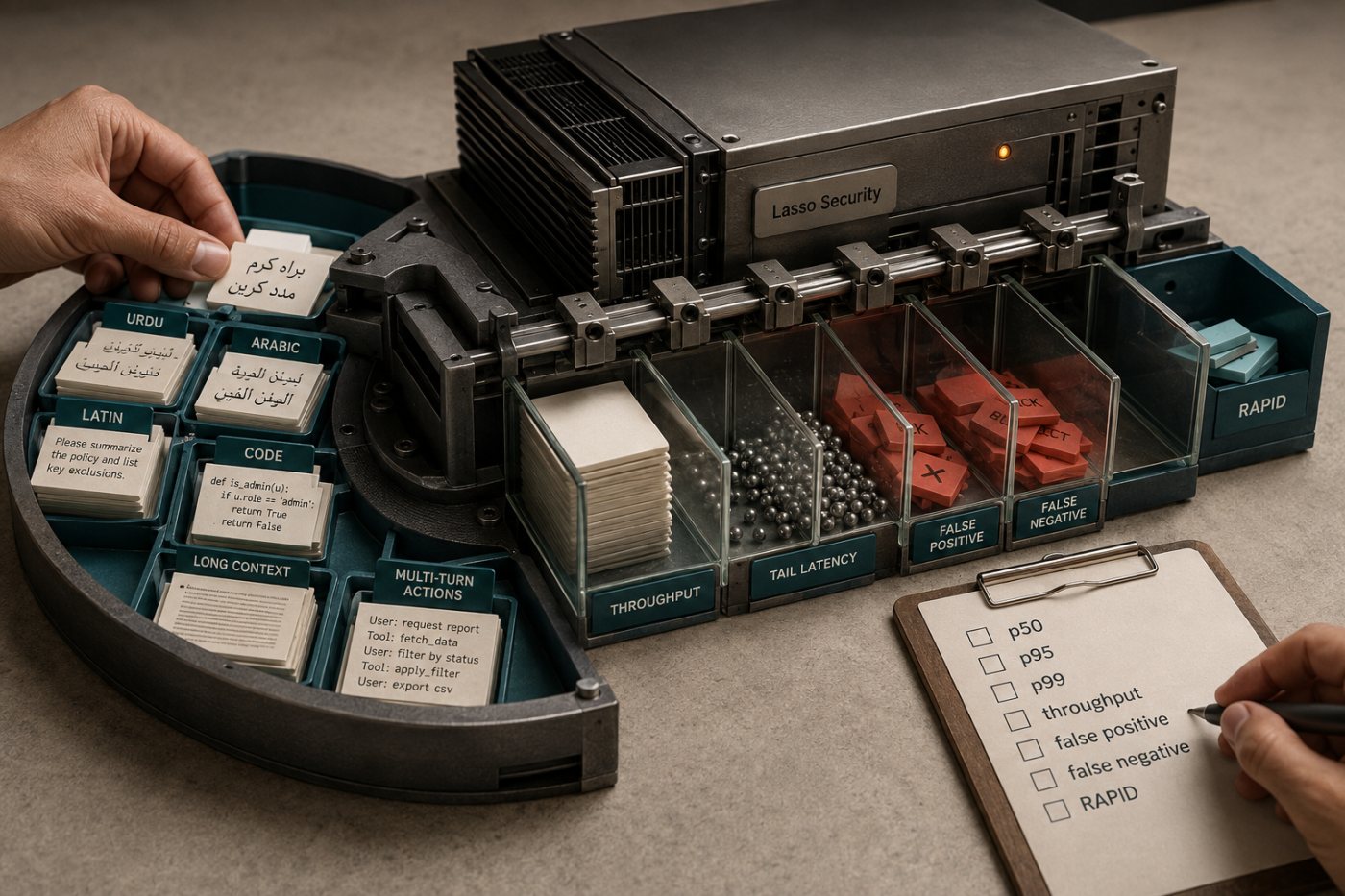 Enterprise security evaluation میں مقررہ CPU hardware پر LEAP کی latency، throughput، غلط فیصلوں اور RAPID escalation کی پیمائش ہو رہی ہے۔