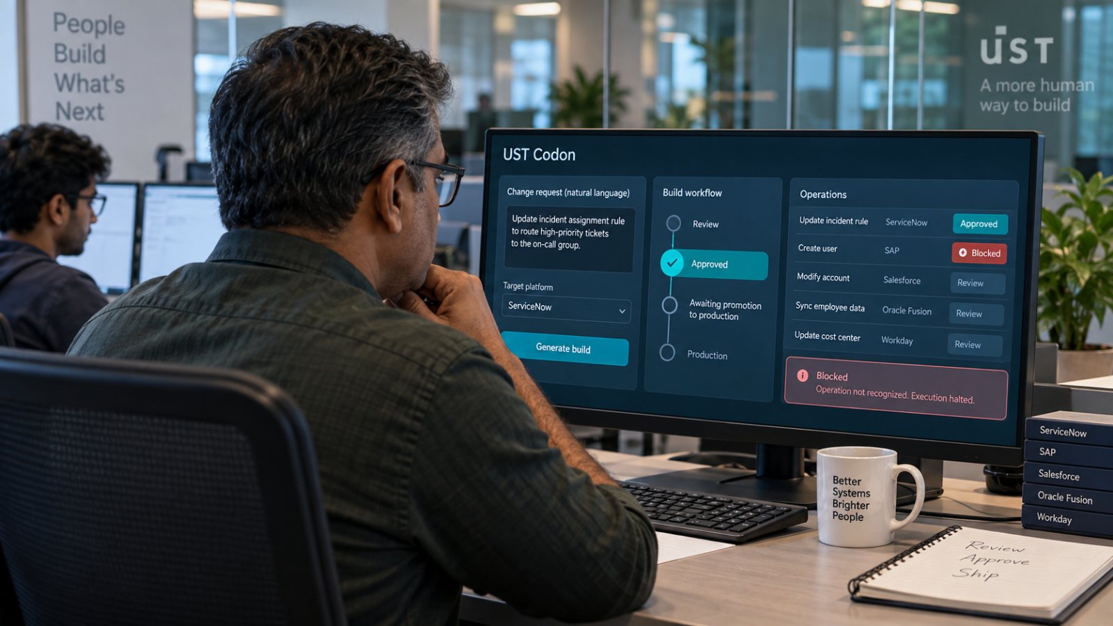 UST Codon পাঁচ enterprise platform-এ লিখবে—অজানা action নিজেই থামবে