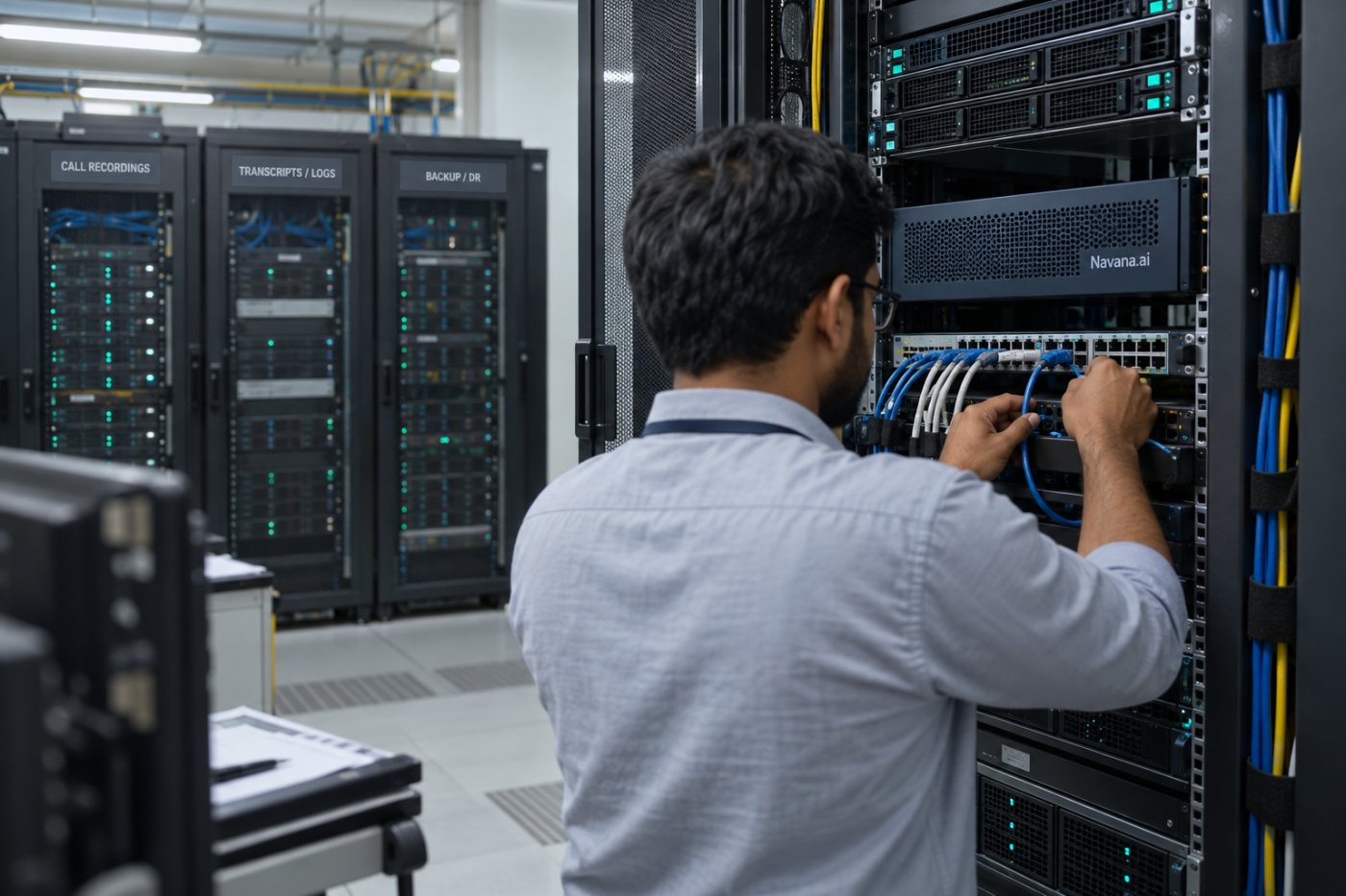ব্যাংকের on-prem voice AI deployment-এ call recording, transcript, log ও backup-এর পৃথক data path