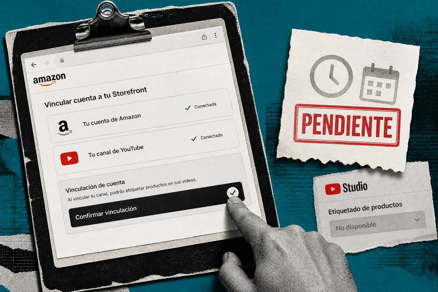 Vinculación de un canal de YouTube desde Amazon Storefront seguida de la espera de habilitación.