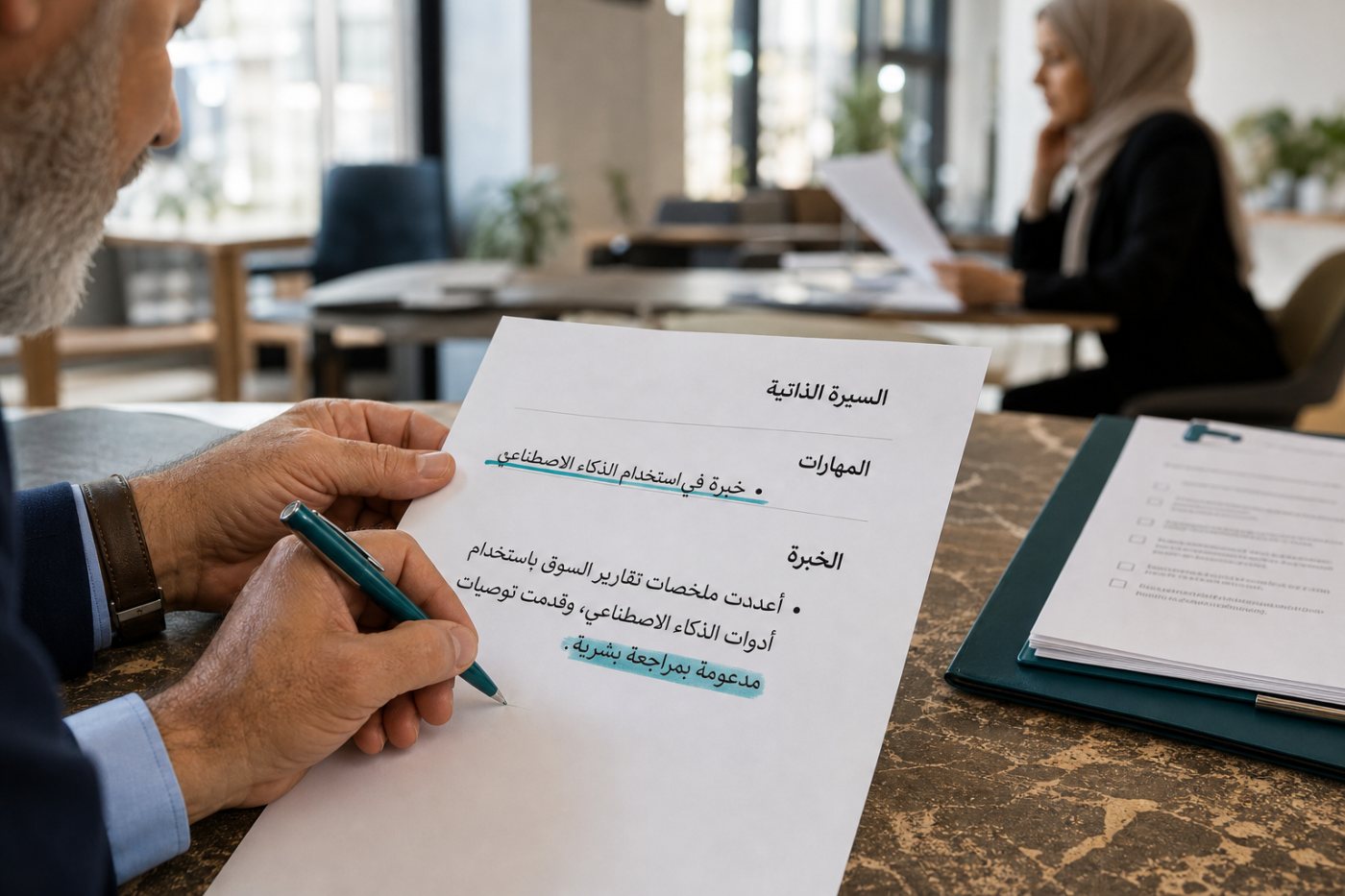 تحويل عبارة AI عامة في سيرة عربية إلى إنجاز يوضح المهمة والاستخدام والتحقق البشري