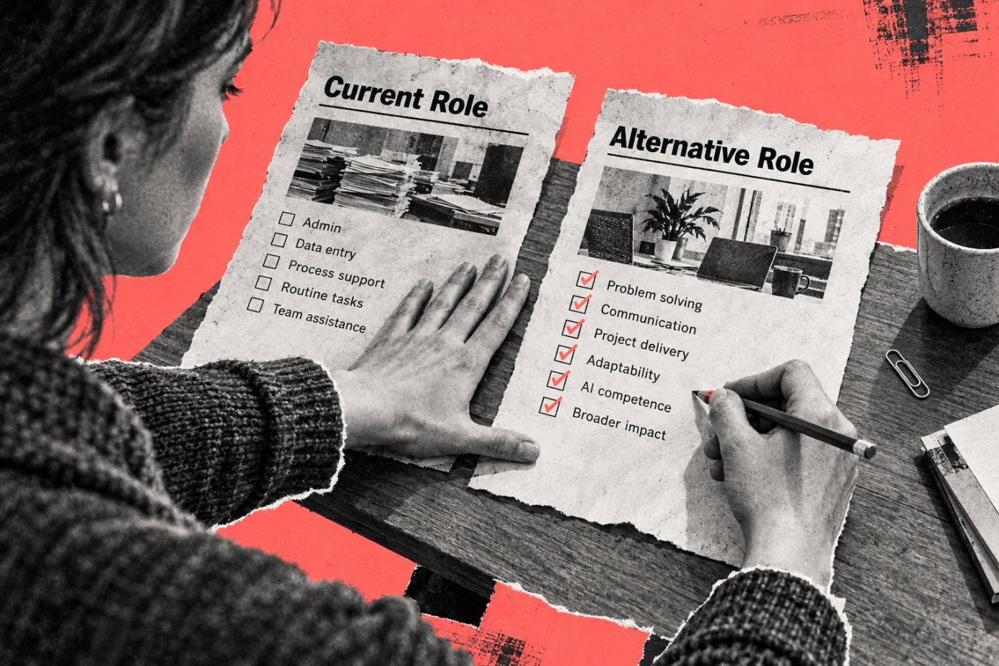 Eine irische Arbeitskraft vergleicht flexible, KI-geprägte Stellenprofile und überdenkt den bisherigen Karriereweg.