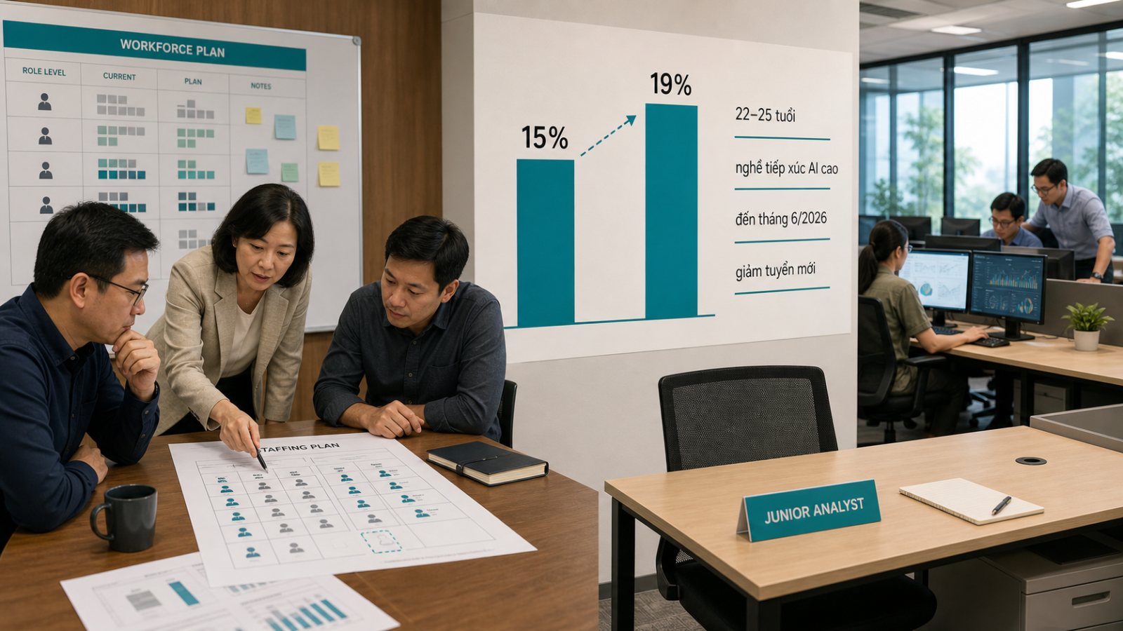 Khoảng trống việc làm AI của lao động trẻ đã nới từ 15% lên 19%