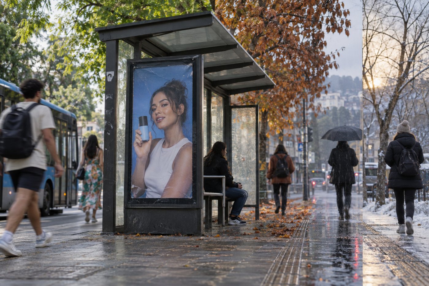 Uma campanha com conteúdo de criador permanece em circulação enquanto as estações mudam, representando uma licença mais longa.