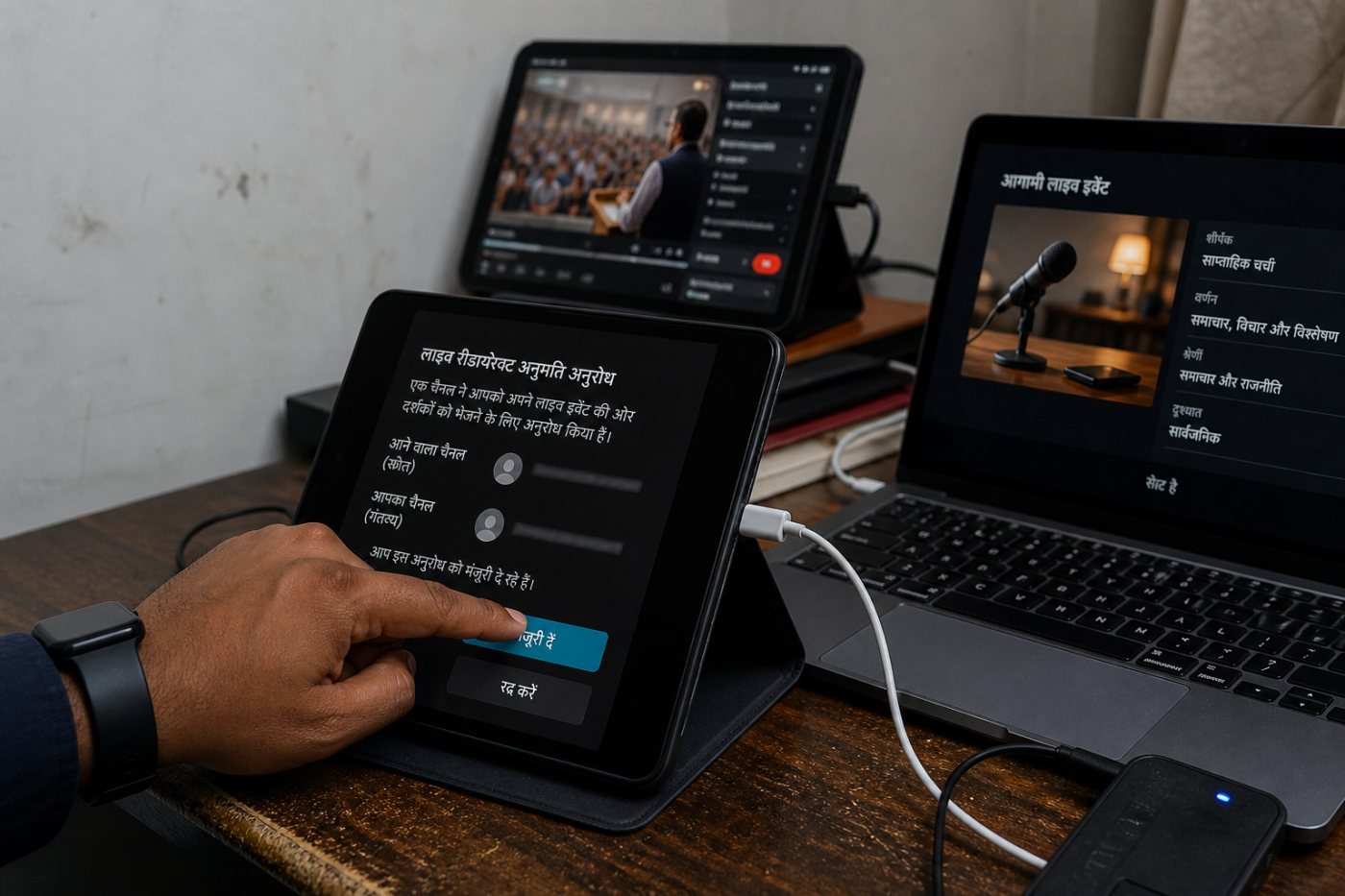 पात्र स्रोत चैनल से किसी भी आकार के प्राप्तकर्ता चैनल तक Live Redirect की अलग भूमिकाएँ