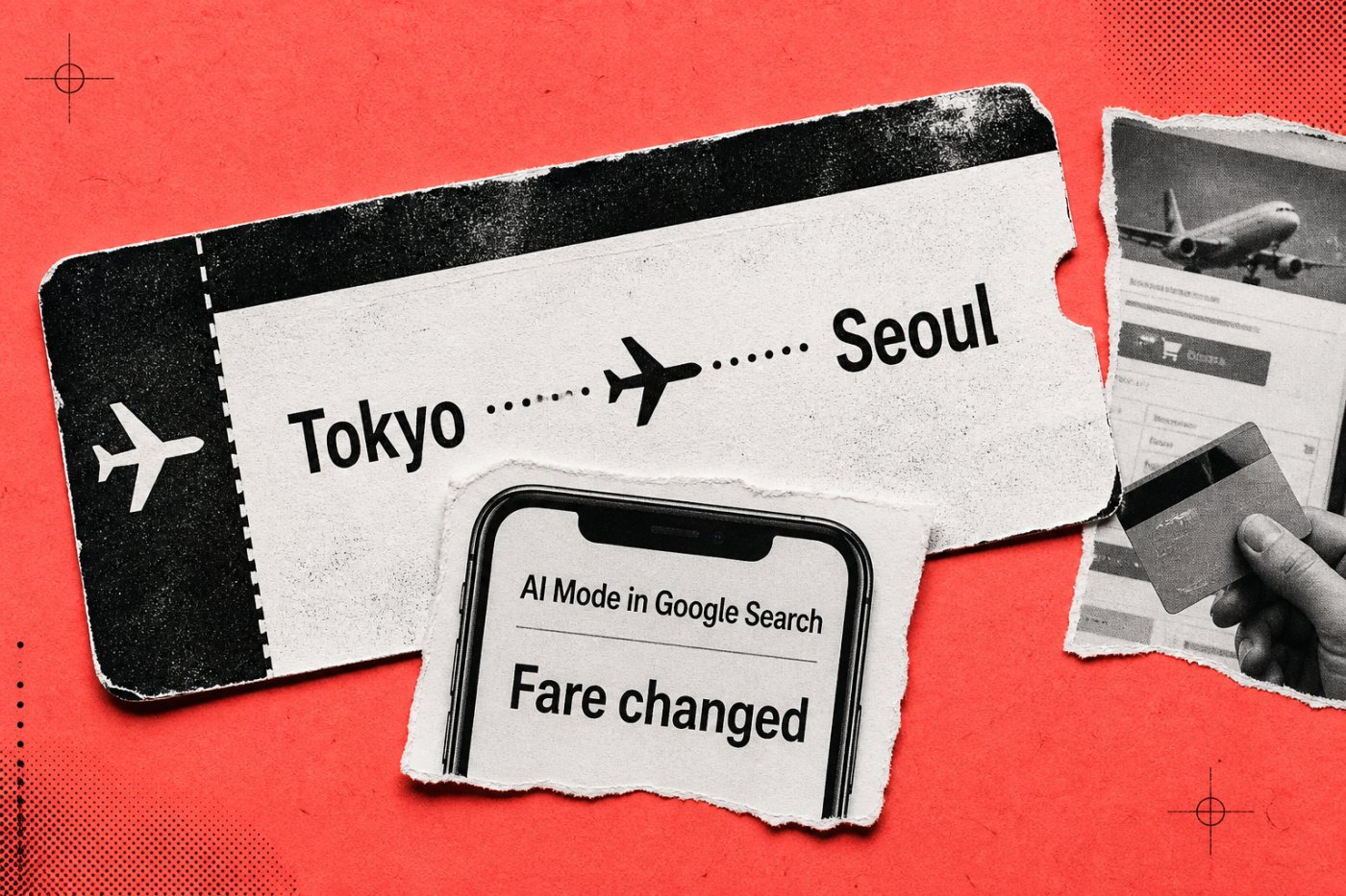 AI Modeで指定した航空便を価格追跡し、運賃変更のメール通知を受け取る流れ