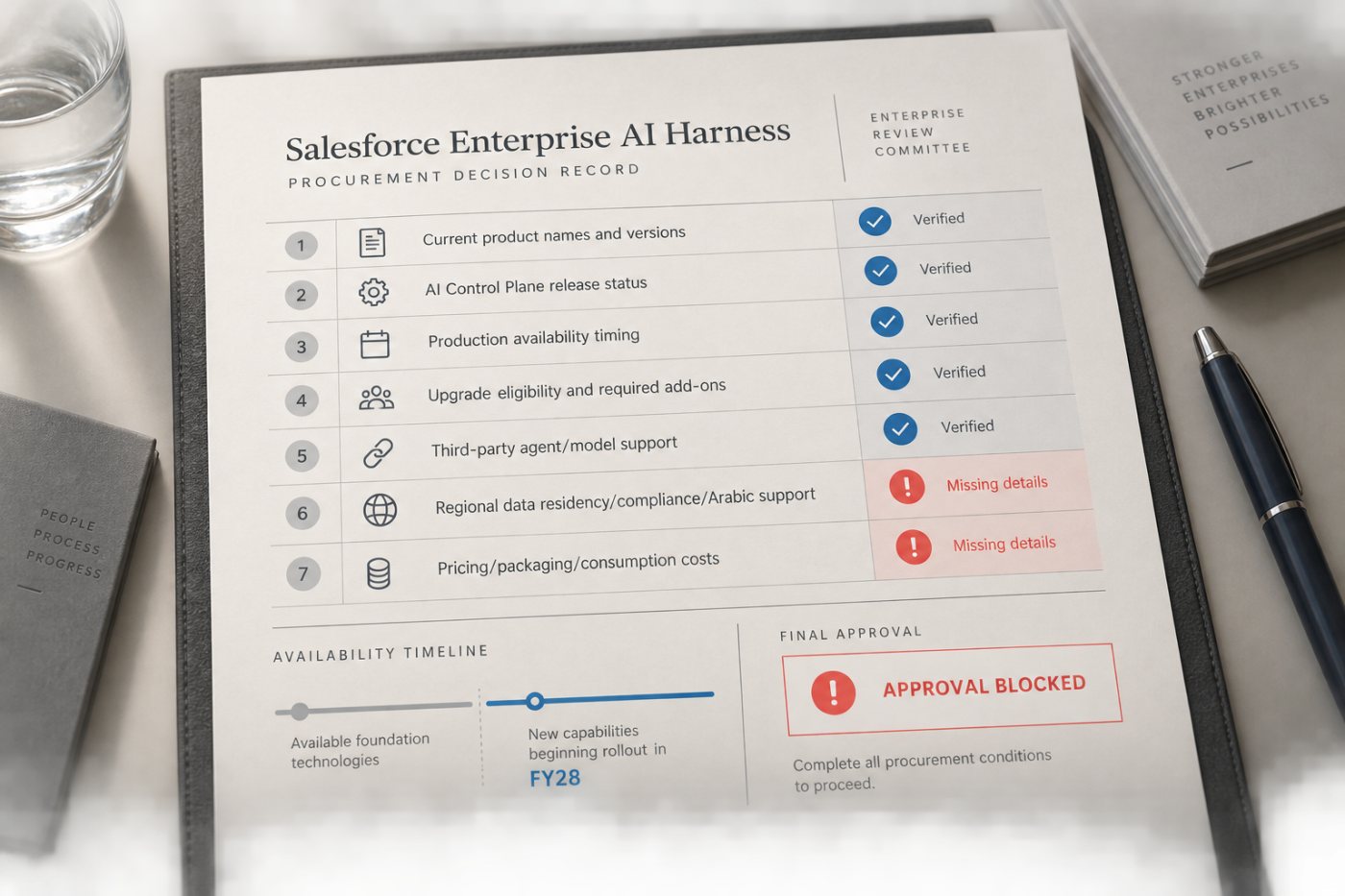 قائمة قرار لترقية Salesforce تكشف أن السعر والتوافر الإقليمي ما زالا غير محسومين.