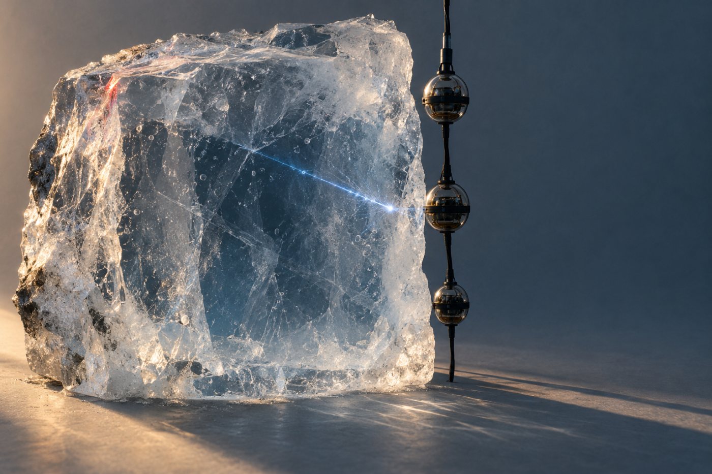 IceCube-ийн гүн мөсөн дэх мэдрэгч нейтриногийн мөргөлдөөний дараах Черенковын гэрлийг бүртгэж буй нь
