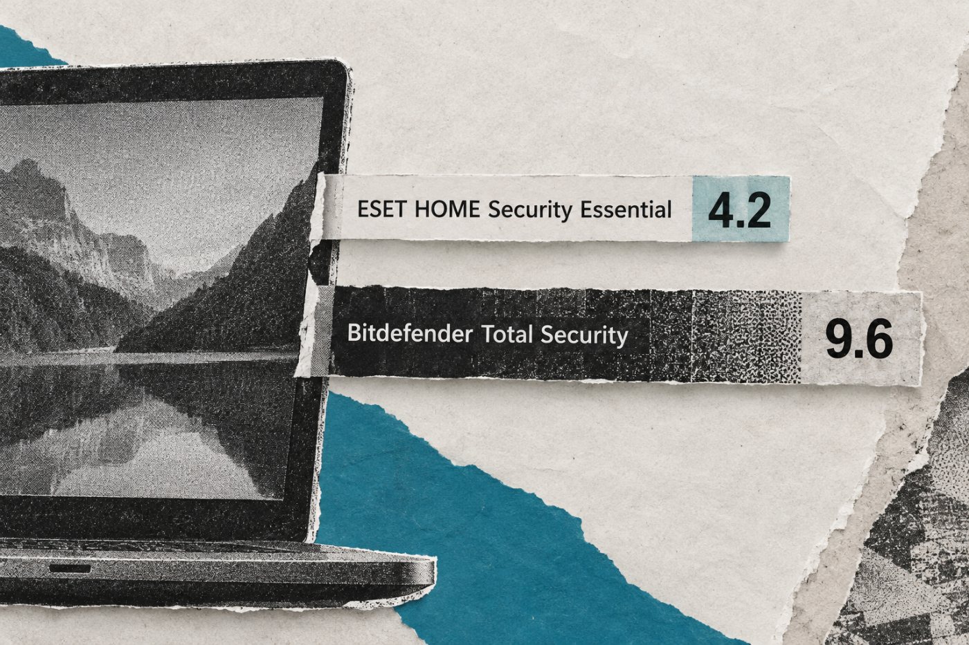 ESET HOME Security Essential sistēmas ietekmes rādītājs ir 4,2, bet Bitdefender Total Security — 9,6.