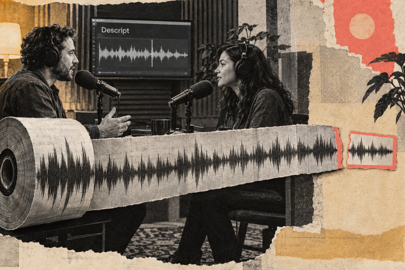 Una entrevista larga grabada para pódcast aporta el contenido hablado que después puede recortarse desde la transcripción.