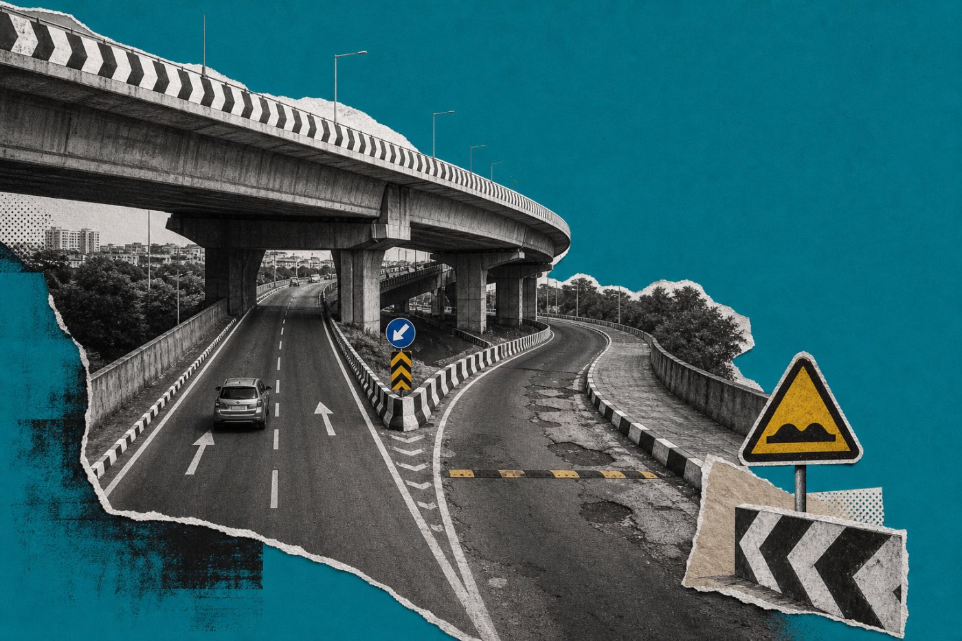 भारतीय फ्लाईओवर और सर्विस लेन पर सही स्तर चुनने में Mappls के जंक्शन मार्गदर्शन की भूमिका