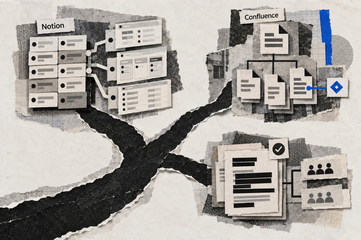Migration checks differ for a Notion database, Jira-linked Confluence documentation and restricted pages.