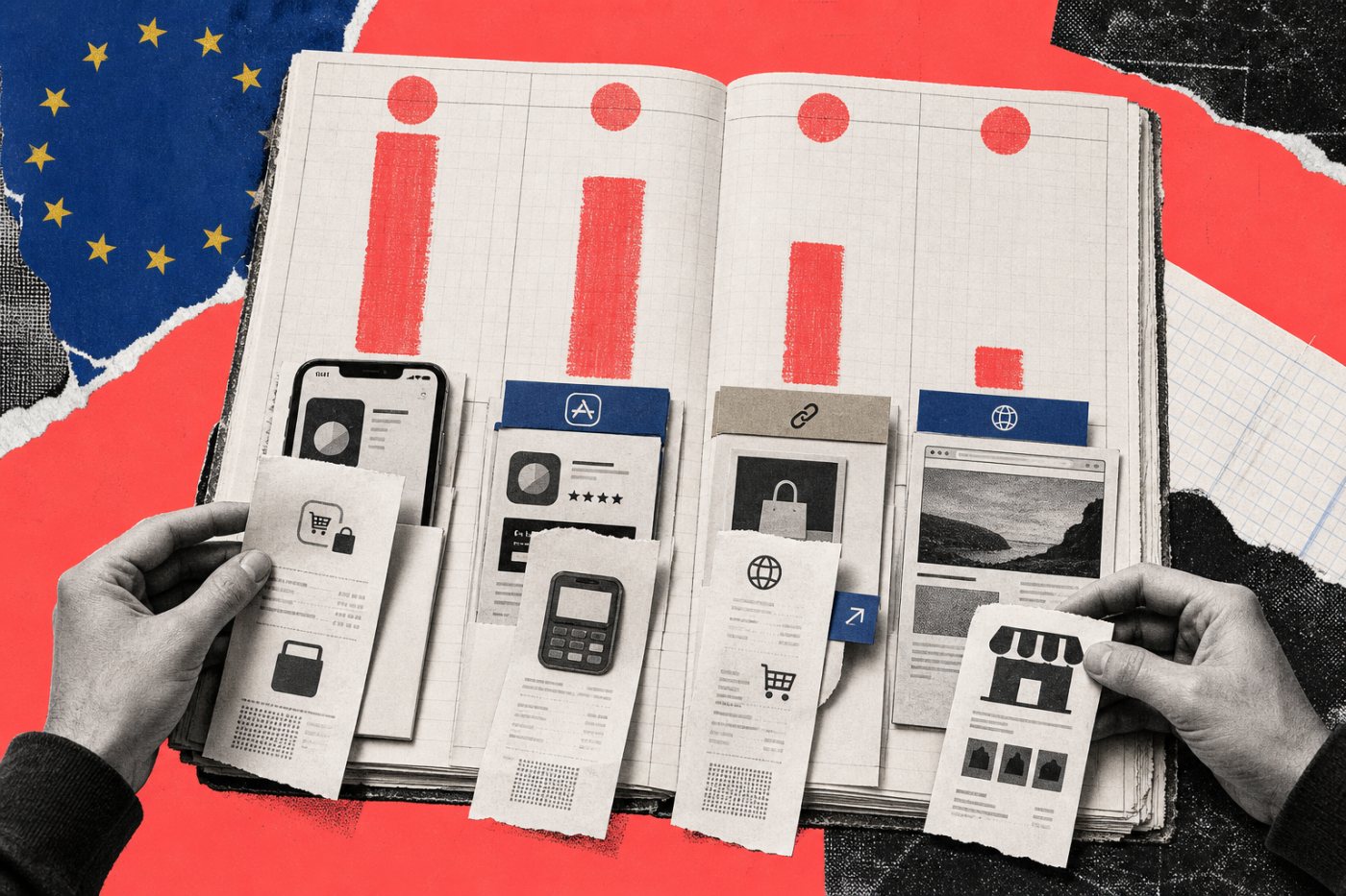 The four EU app distribution and payment routes produce different Apple commission rates, from 26% for standard In-App Purchase to 5% outside the App Store.