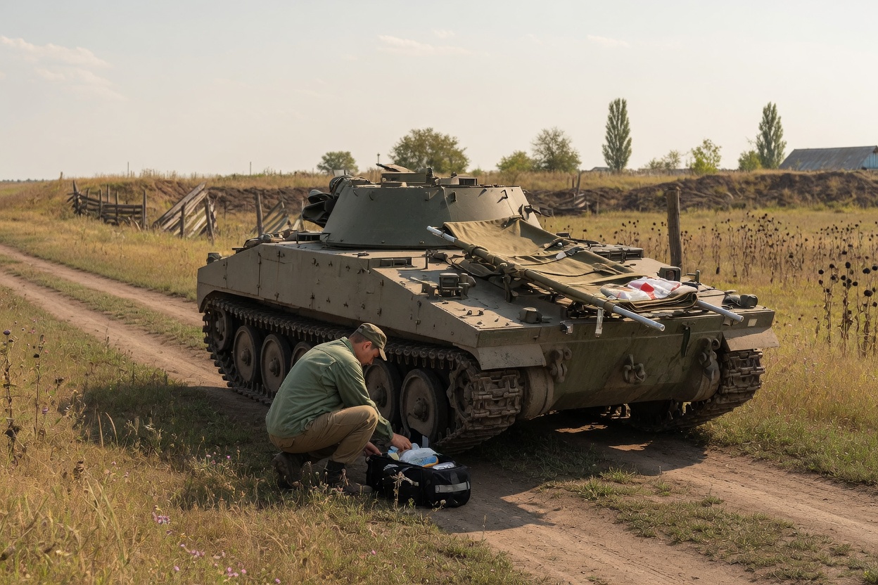 Lancer vehicle prepared for CASEVAC in battlefield environment
