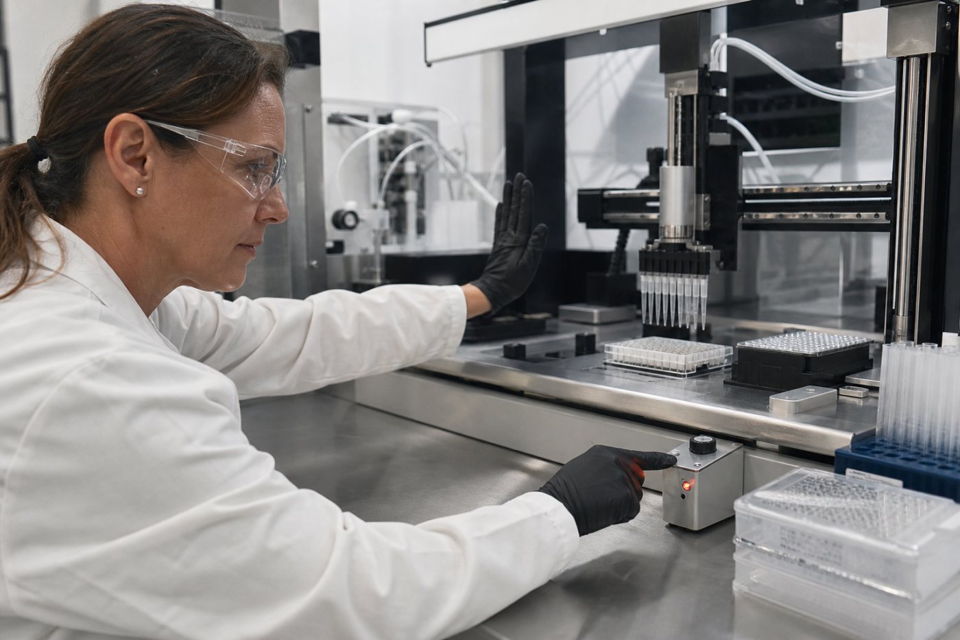 A laboratory expert reviews a risky MHS-controlled operation before connected equipment proceeds.