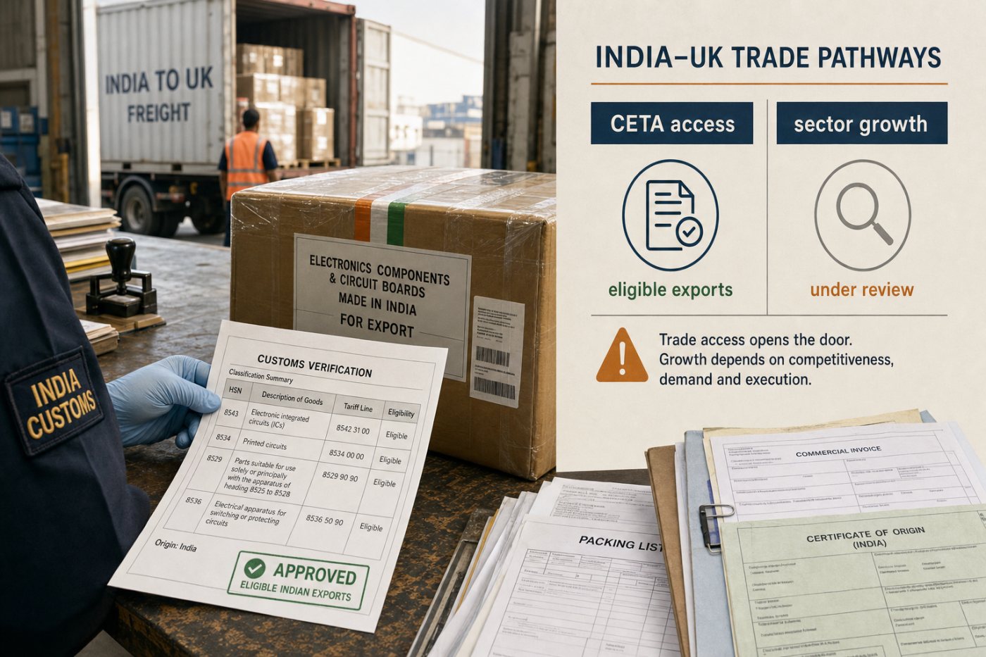 CETA के तहत ब्रिटेन भेजे जा रहे भारतीय इलेक्ट्रॉनिक्स उत्पादों की शुल्क और वर्गीकरण जांच
