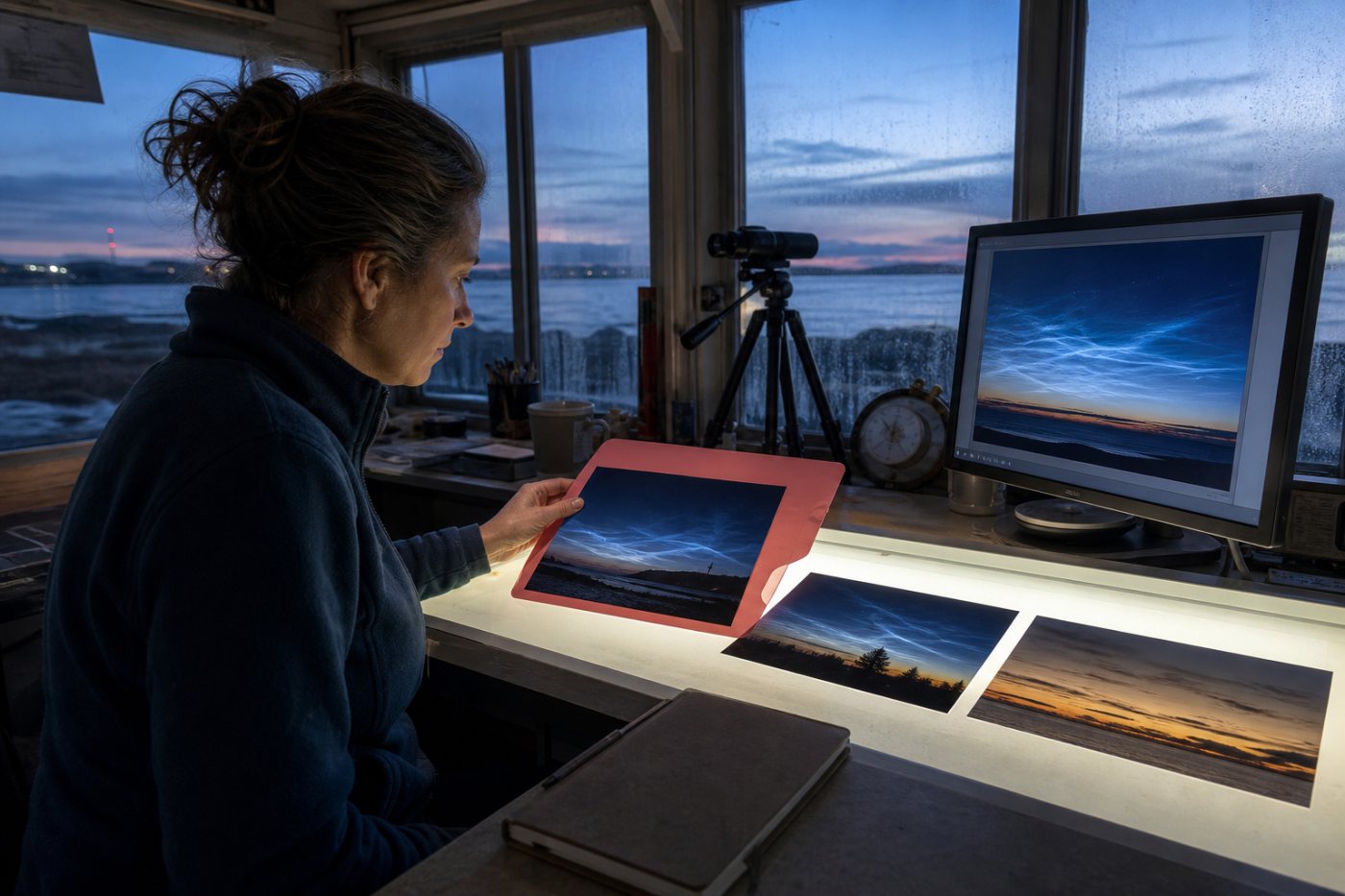 The detector distinguishes a noctilucent-cloud candidate from lower-altitude look-alikes.