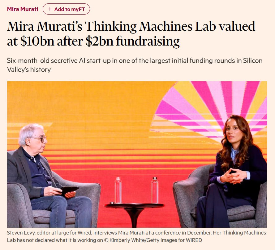 Mira Murati’s Thinking Machines Lab Raises $2 Billion at $10 Billion Valuation: A Record-Breaking Seed Round Sparks Controversy