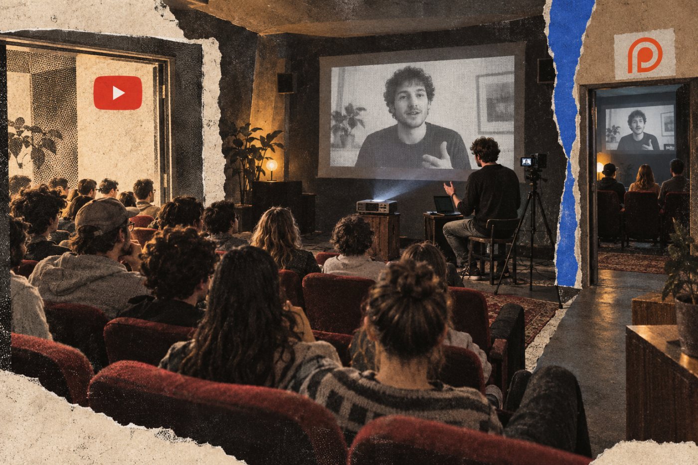 Een videomaker levert dezelfde betaalde video aan leden via YouTube en Patreon; opbrengst per lid en aantal leden bepalen samen de uitkomst.