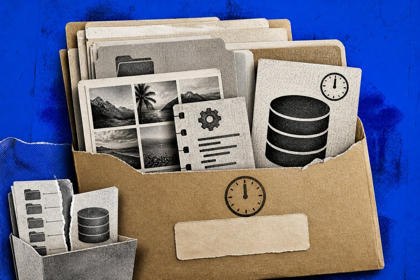 File situs WordPress dan ekspor database SQL disatukan sebagai satu set backup dengan waktu yang konsisten.