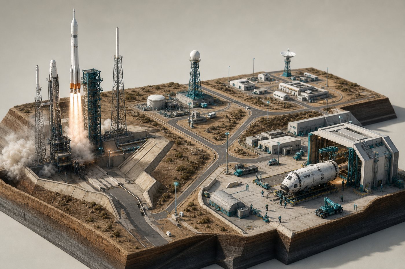 Un centro espacial estadounidense gestiona por separado un lanzamiento y la recuperación de una nave que regresó.