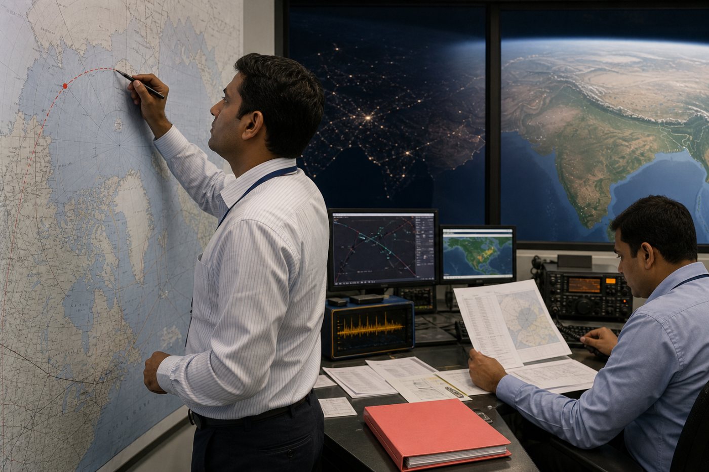 भारतीय विमानन दल उच्च अक्षांश वाले मार्ग के लिए HF, GNSS, उपग्रह संचार और विकिरण परामर्श की अलग जांच करता है।