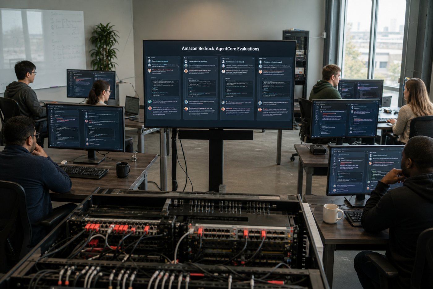 Six supported agent frameworks supply compatible session, message and tool telemetry to one AgentCore evaluation workflow.