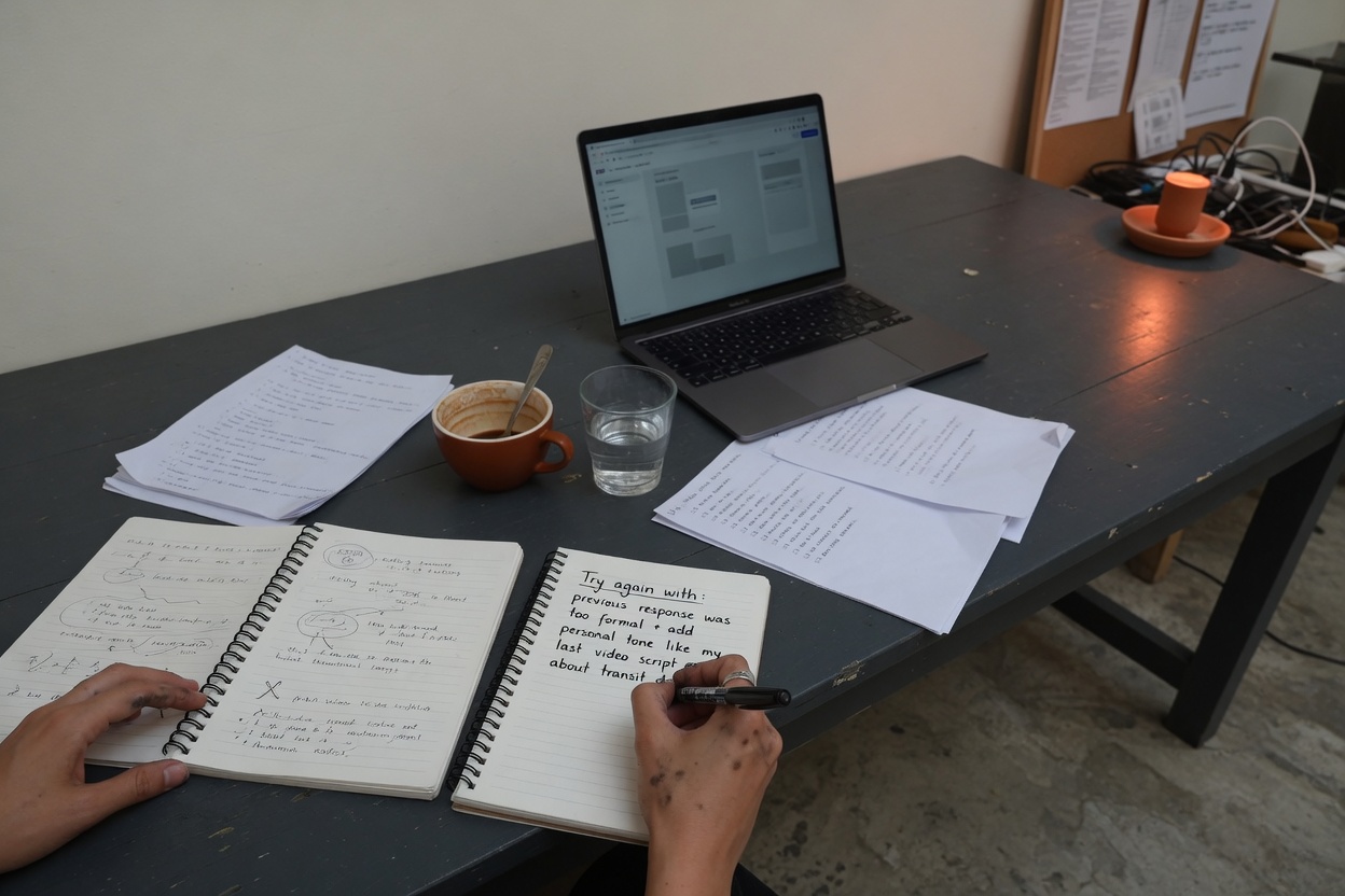 Documenting best practices for AI chatbot workflows in a physical notebook
