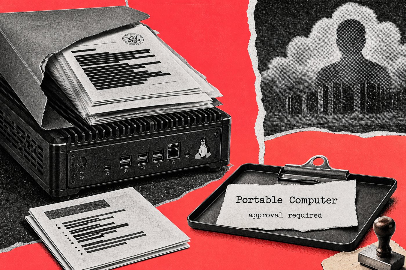 Portable Computer запрашивает разрешение на передачу выбранного контекста облачной модели, сохраняя файлы и инструменты на устройстве.