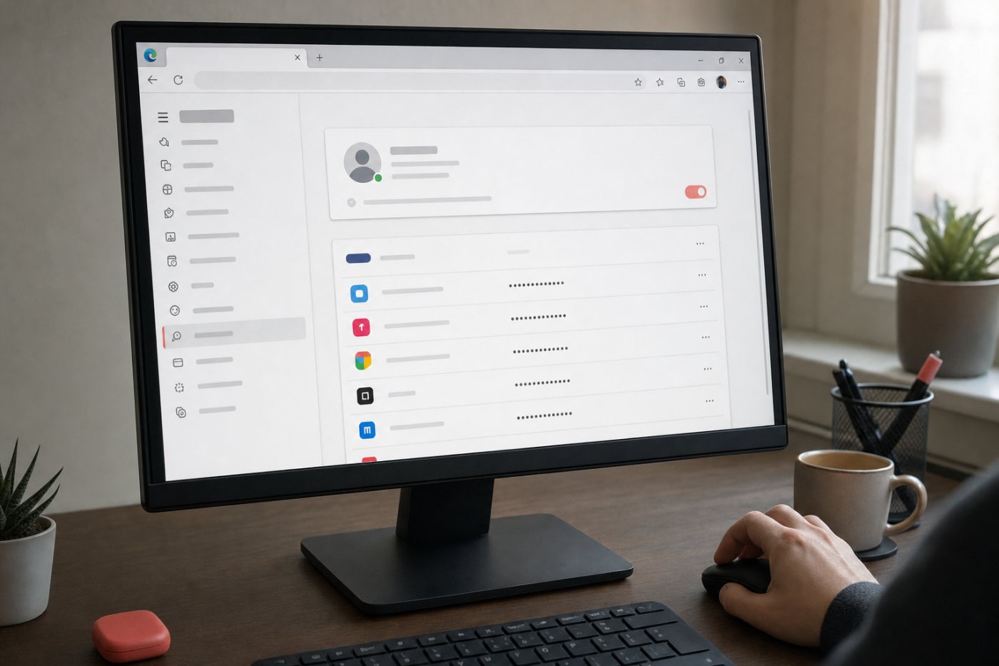 Проверка синхронизированных паролей и правильной учётной записи Microsoft в Edge