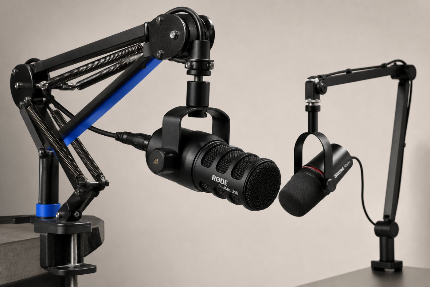 Тяжёлому RØDE PodMic USB требуется более прочная стойка, чем Shure MV7+