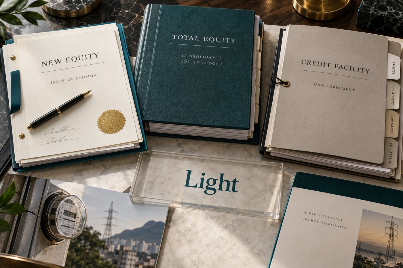 Struktur modal Light memisahkan Series A US$46 juta, total ekuitas sekitar US$60 juta, dan basis modal termasuk kredit.