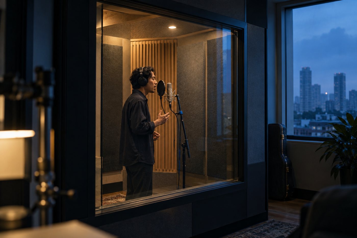 Narator merekam suara acuan berbahasa Indonesia untuk menilai hasil kloning Fish Audio dan ElevenLabs.