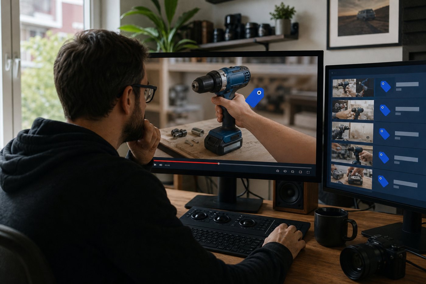 YouTube Shopping’in eski bir videodaki uygun Amazon ürününü saptayıp otomatik etiketlemesi