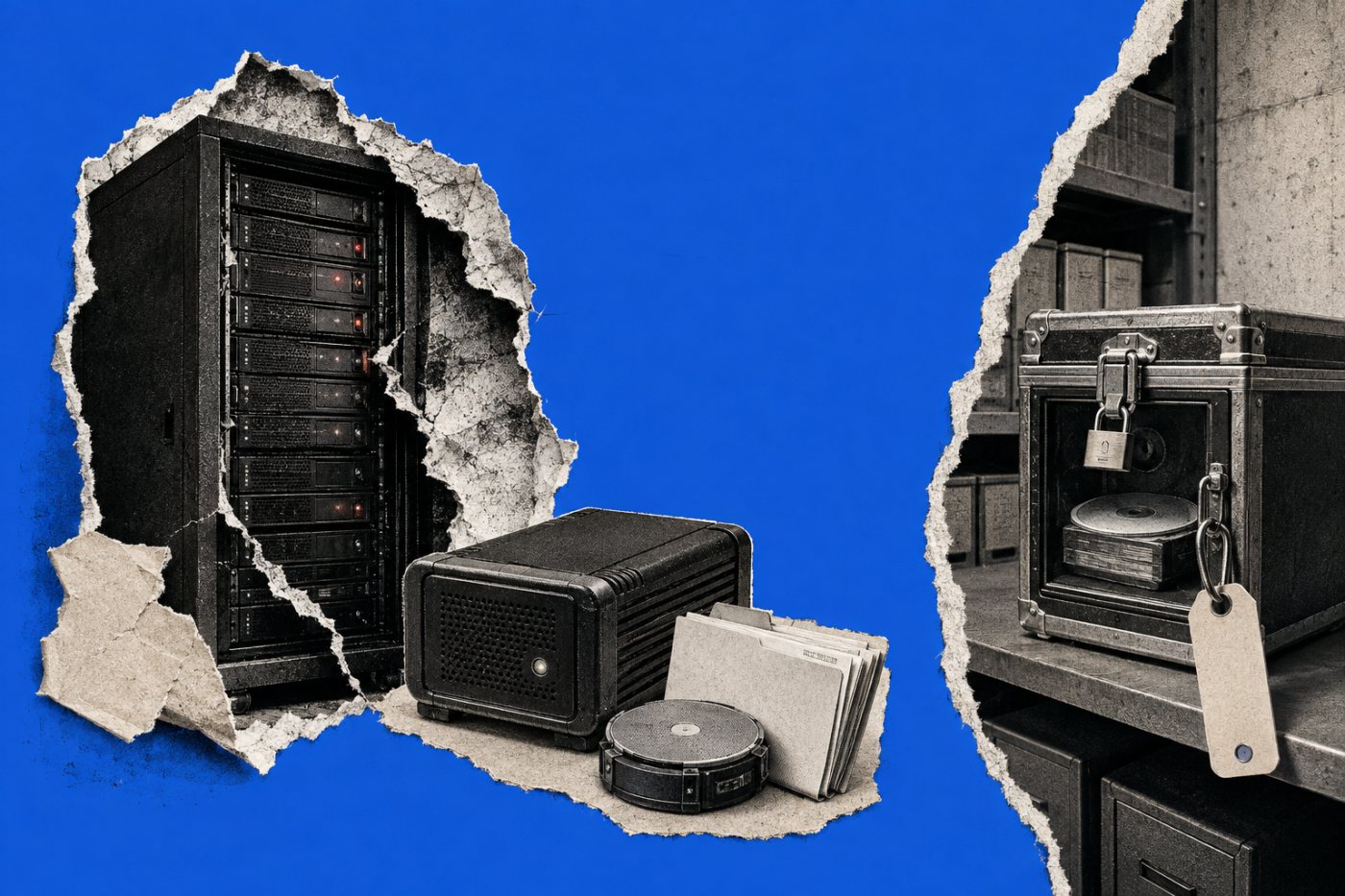 Salinan WordPress dipisahkan antara server produksi, penyimpanan operasional, dan lokasi di luar server.