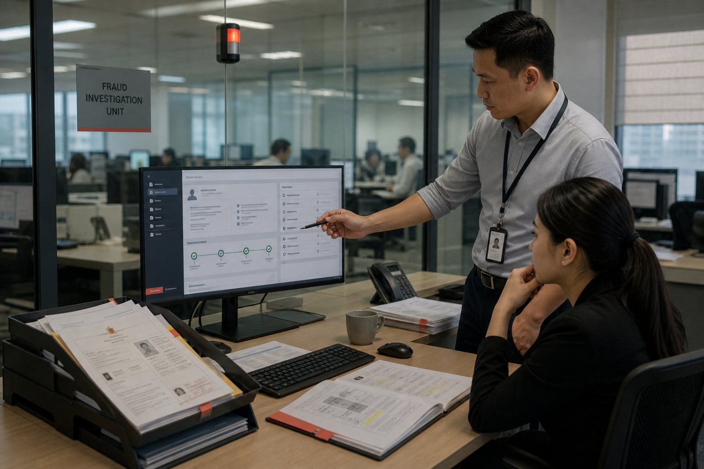 AI agent thu thập hồ sơ, đối chiếu danh sách cấm và chuẩn bị bằng chứng trước khi điều tra viên đánh giá.