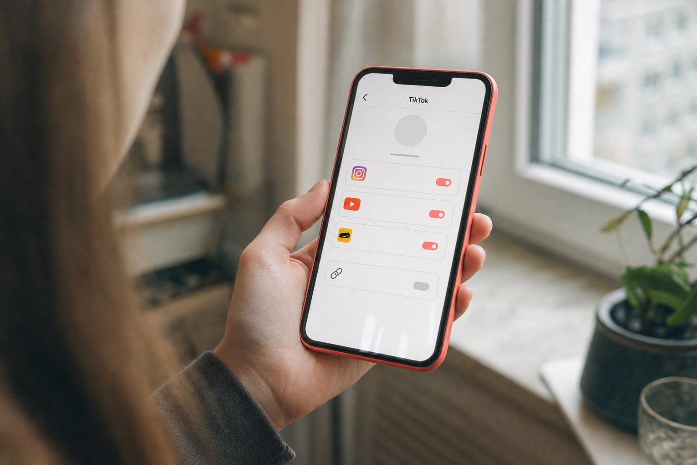 Сравнение привязки Instagram, YouTube и Lemon8 с отдельным добавлением сайта в профиль TikTok