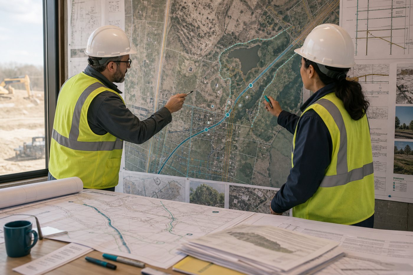 CivilGrid में प्रस्तावित उपयोगिता मार्ग की भूमिगत परिसंपत्तियों, भूमि और पर्यावरणीय बाधाओं से जाँच