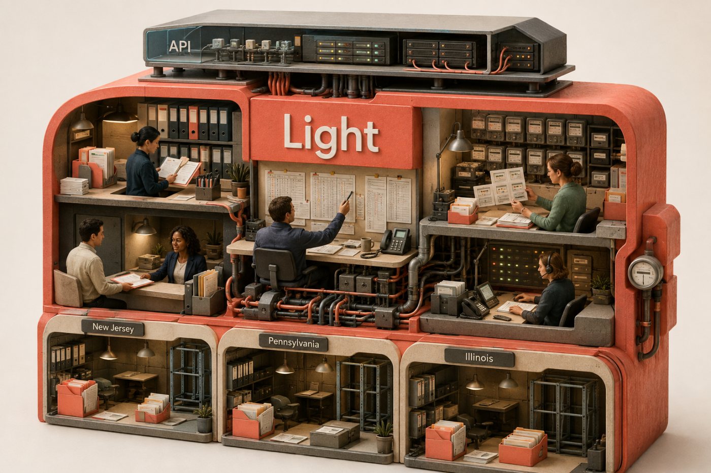 LightがシリーズA資金を基に州外向けの認可、電力調達、提携先導入体制を拡張する様子