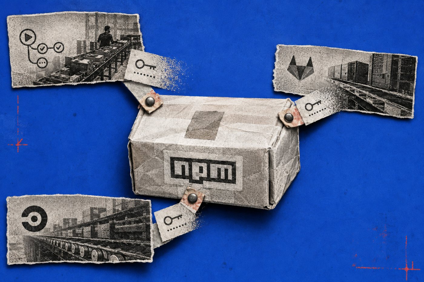 Un paquet npm reçoit des publications de workflows CI/CD distincts, chacun identifié par sa propre connexion OIDC éphémère.