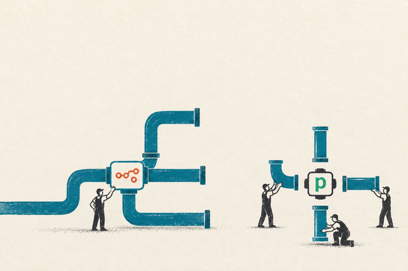 n8n מארגנת תהליך כצמתים חזותיים, בעוד Pipedream Connect מתאימה למימוש פעולות ואינטגרציות בקוד