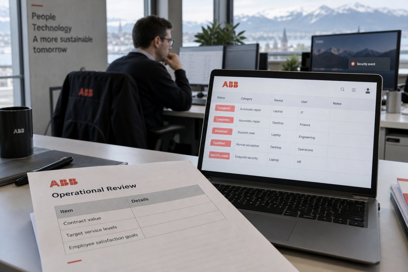 Betriebsdaten zu automatisierten ABB-Supportfällen stehen noch fehlenden Vertrags- und Zielkennzahlen gegenüber.