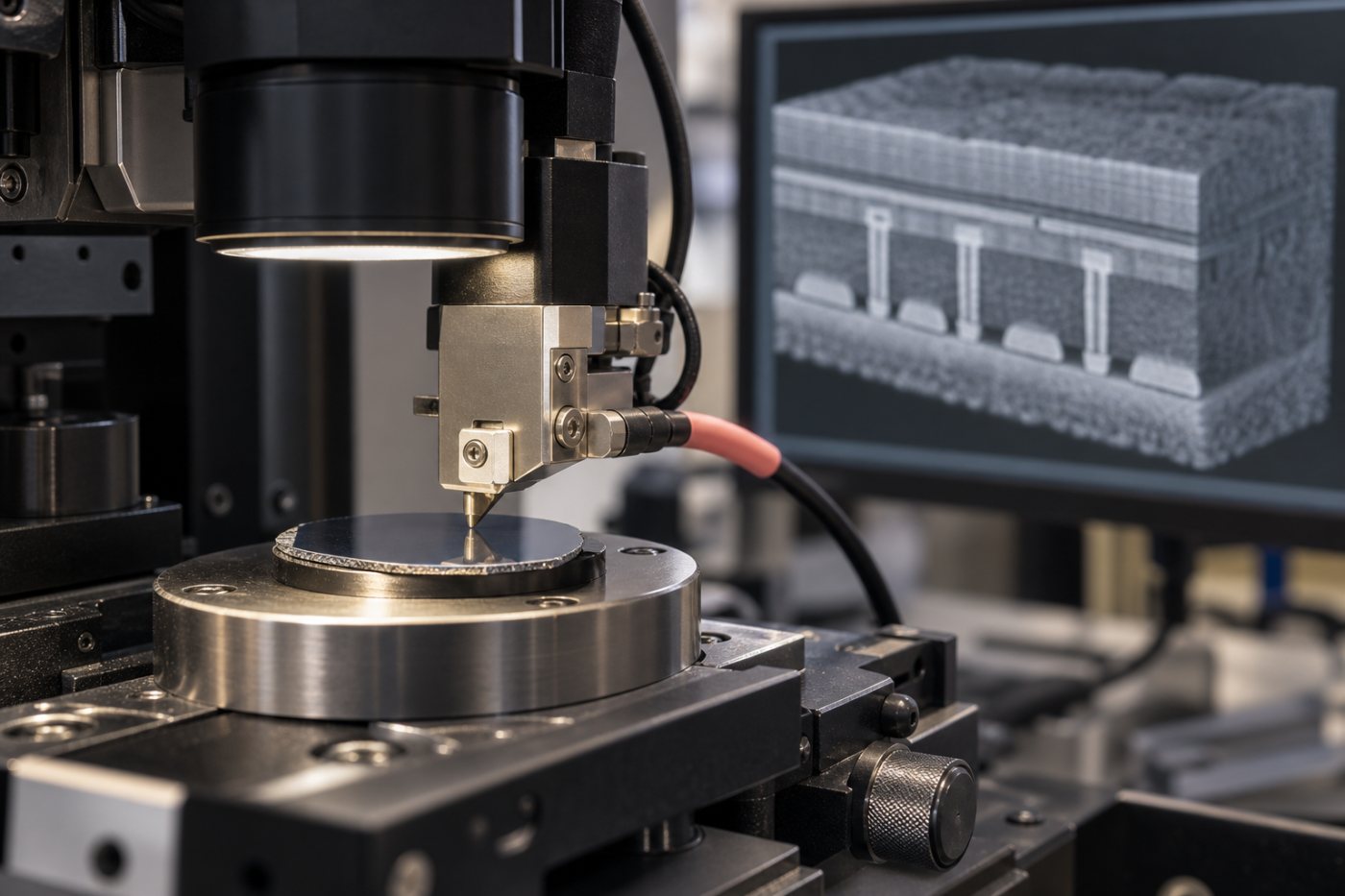 Makr-এর metrology প্রক্রিয়ায় semiconductor sample না কেটে পৃষ্ঠের নিচের structure পরিমাপ করা হচ্ছে