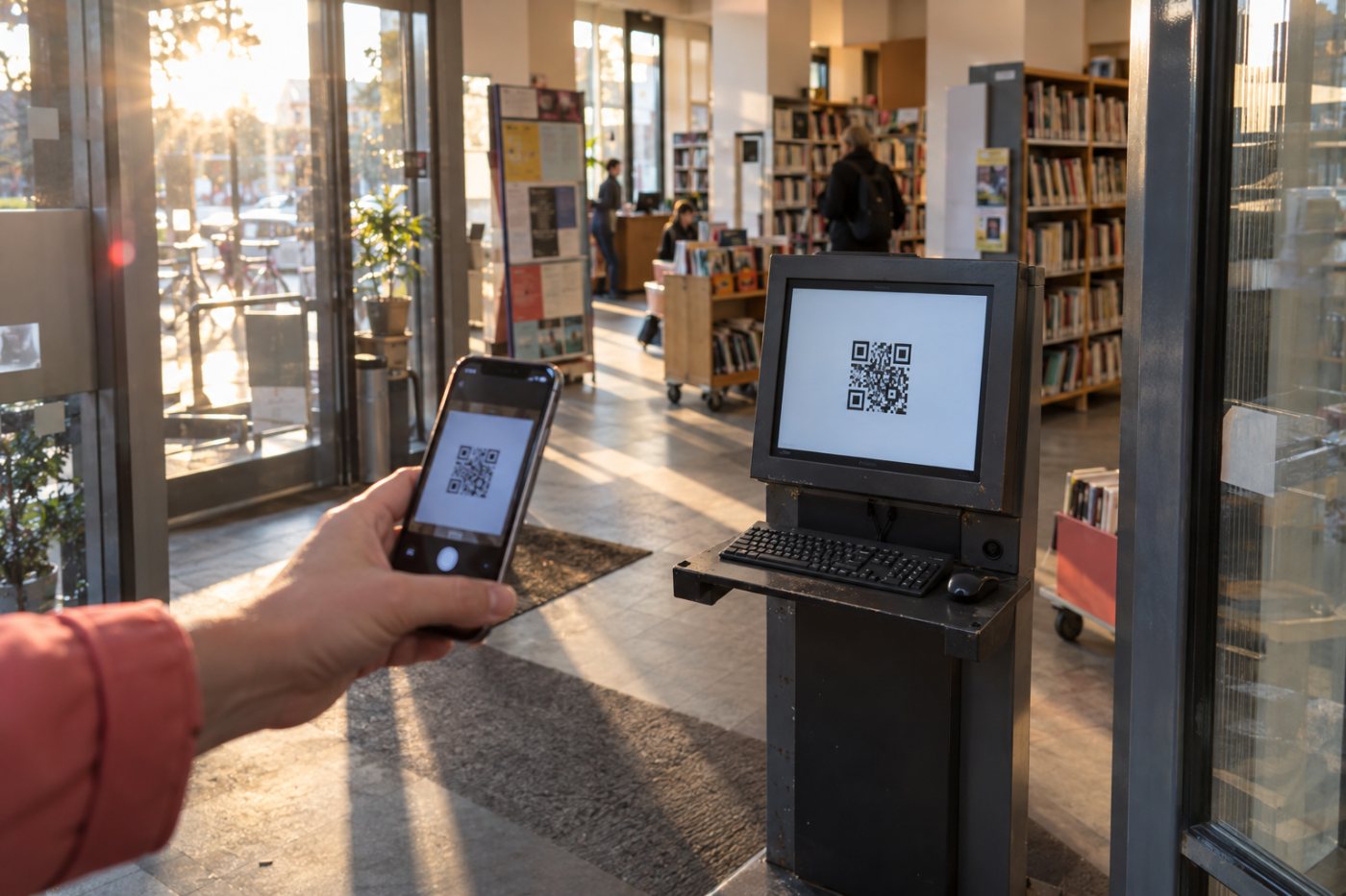 Telefone saugomas prieigos raktas naudojamas prisijungti kompiuteryje nuskaitant QR kodą