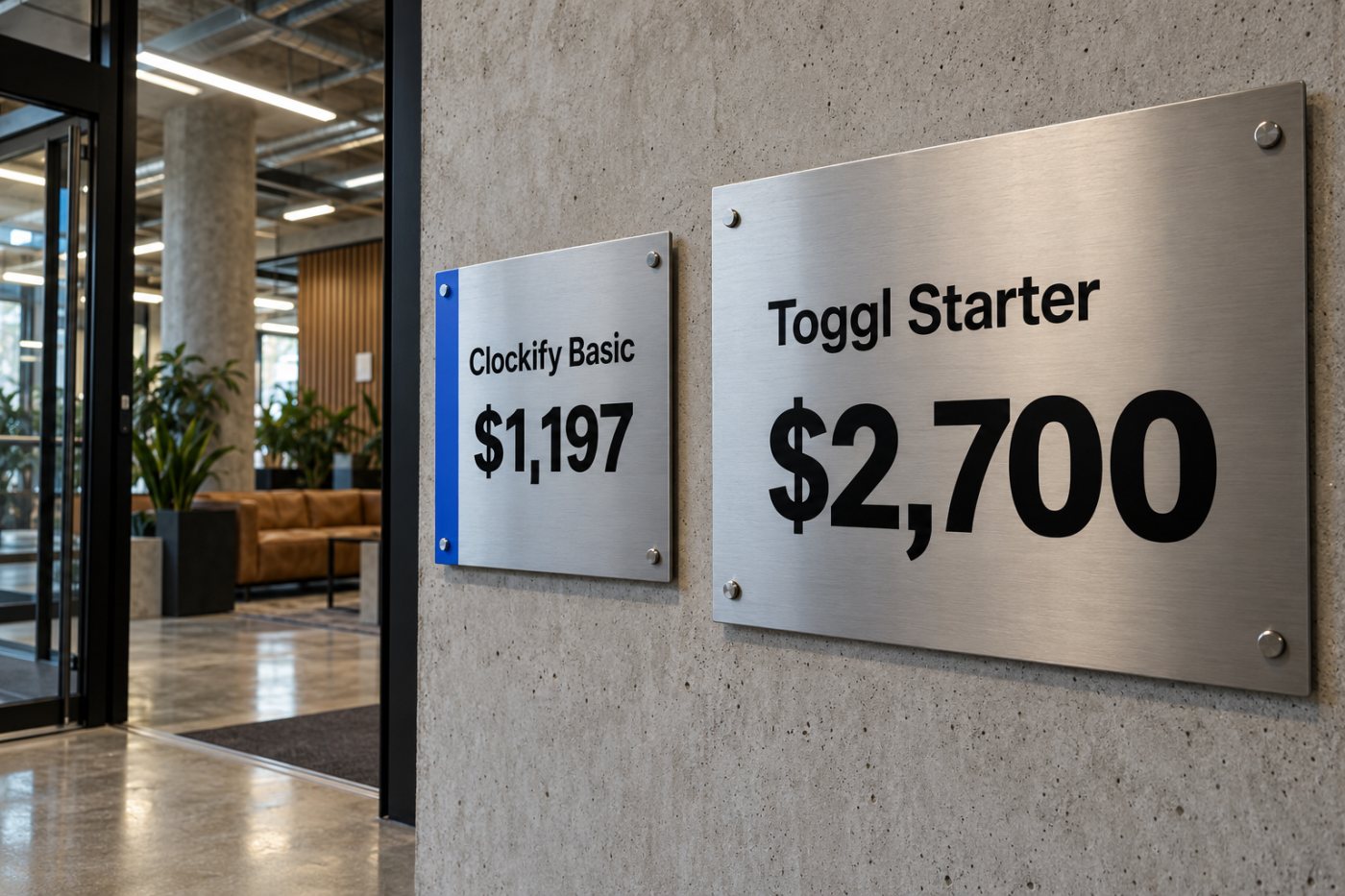 Clockify Basic un Toggl Starter gada maksas salīdzinājums 25 lietotājiem.